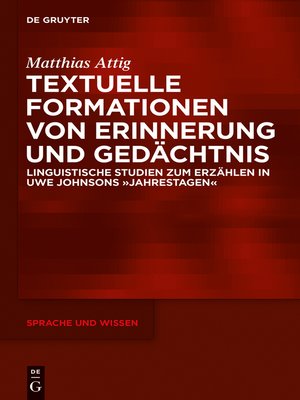 cover image of Textuelle Formationen von Erinnerung und Gedächtnis